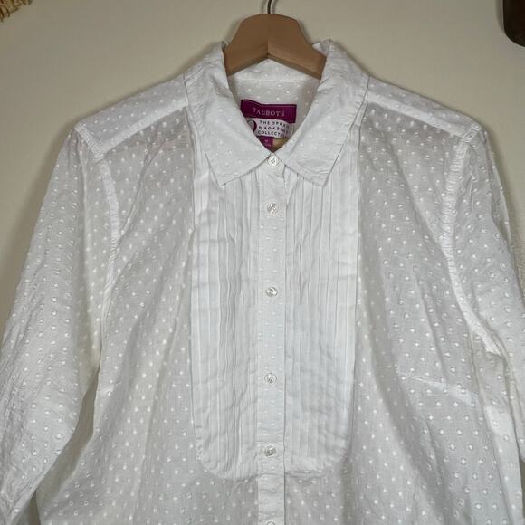 Talbots The Oprah Magazine Collection Size 16 White Textured Button Down - Picture 5 of 9